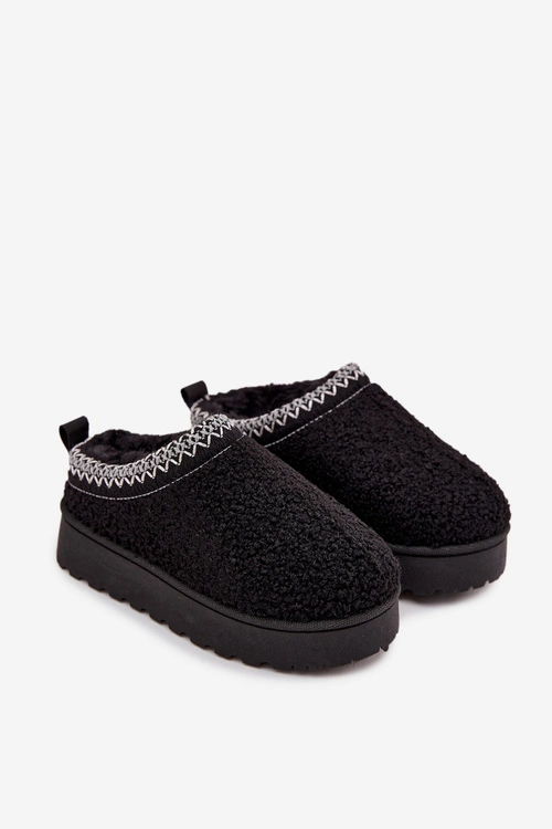 Śniegowce Dziecięce Młodzieżowe Z Futerkiem Typu Baranek Czarne Selathiel