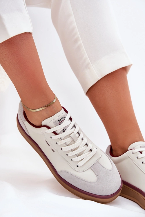 Skórzane Damskie Sneakersy Daniel Lopez Just Dare SS2D4008 Biało-Szare