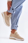 Klasyczne Materiałowe Wsuwane Sneakersy Beżowe Gusto