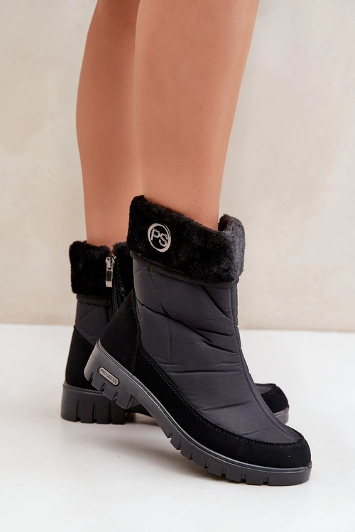 Damskie Modne Ocieplane Śniegowce Progress PROGJ-21-13 Czarne