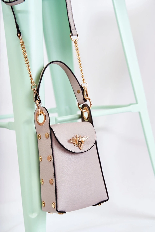 Mała Damska Torebka Z Ozdobą Szara Ellies