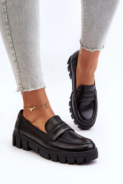 Damskie Mokasyny Eko Skóra Czarne Seravisa