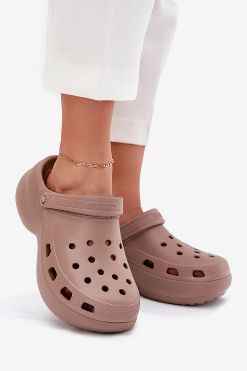 Piankowe Klapki Damskie Na Masywnej Podeszwie Big Star RR274A121 Ciemnobeżowe