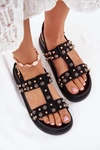 Zdobione Sandały Damskie Na Platformie Czarne Mailisa