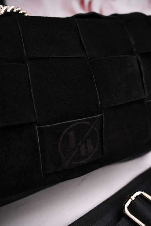 Torebka Kopertówka Z Zamszową Plecionką LAURA BIAGGI Czarna