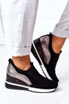 Wsuwane Sneakersy Na Koturnie Vinceza 10593 Czarno-Srebrne