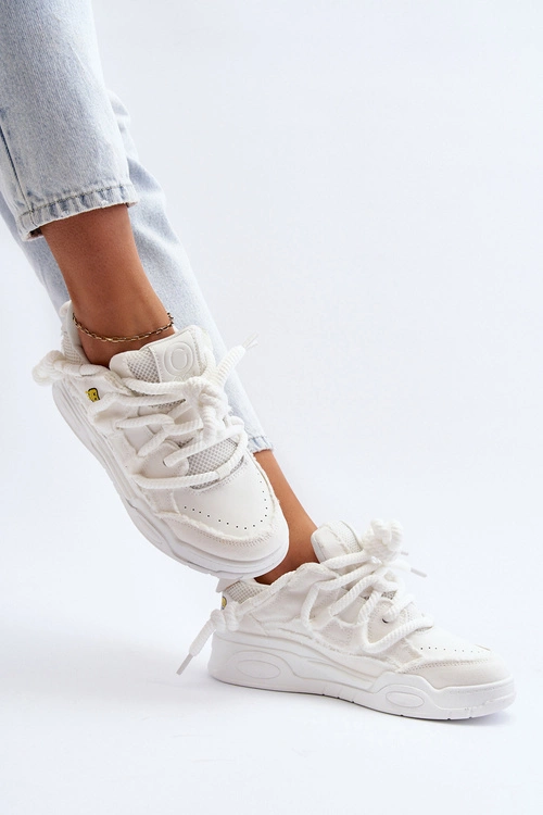 Damskie Sneakersy Z Grubym Sznurowaniem Białe Miatora