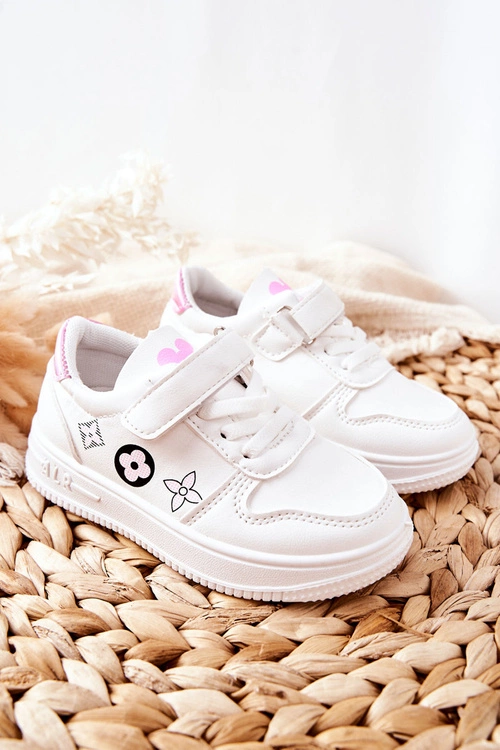 Dziecięce Sportowe Buty Na Rzepy Biało Różowe Aletris