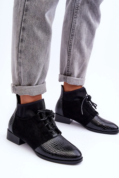 Półbuty Damskie Na Płaskim Obcasie Czarne S.Barski 259-1