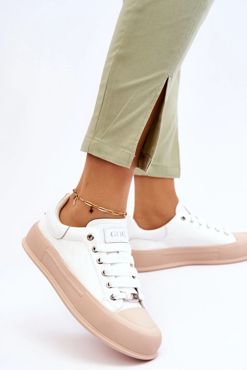 Damskie Lakierowane Trampki Na Platformie GOE LL2N4020 Białe