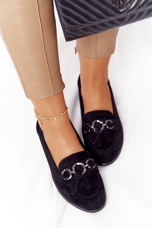 Eleganckie Damskie Mokasyny Vinceza 10585 Zamszowe Czarne