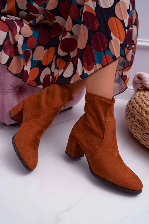 Botki Damskie Na Obcasie Sergio Leone Wsuwane Camel LikeStar