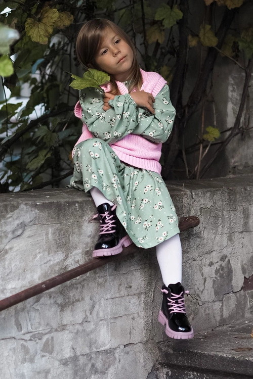 Lakierowane Ocieplane Botki Czarno-Fioletowe Heidi