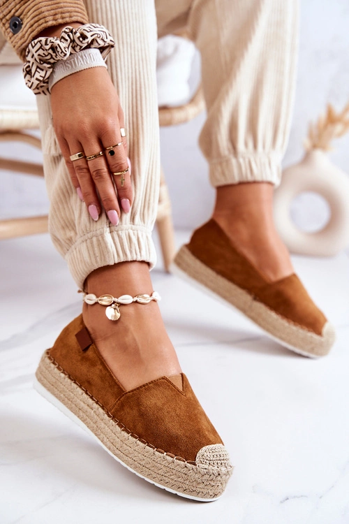 Zamszowe Espadryle Wsuwane Camel Lesley