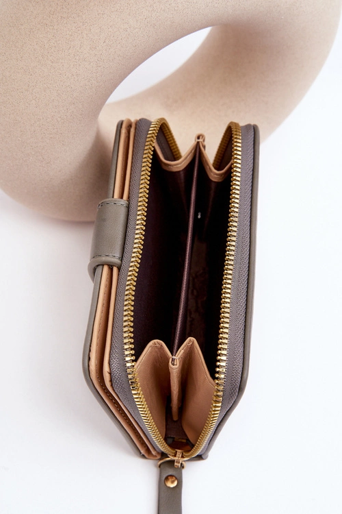 Damski Portfel Portmonetka Z Ekoskóry Szary Risuna