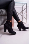 Damskie Botki Na Słupku Czarne Memfis