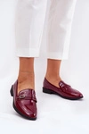 Lakierowane Mokasyny Damskie Z Ozdobną Sprzączką Bordowe Mollan