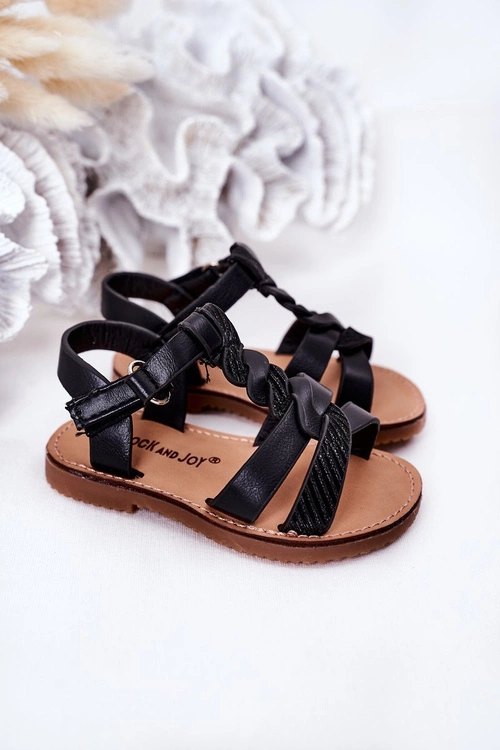 Dziecięce Sandały Z Brokatem Czarne Batilda