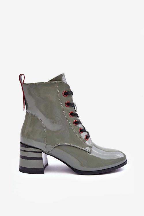 Lakierowane Botki Na Obcasie S.Barski MR870-49 Zielone