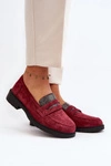 Damskie Zdobione Mokasyny Bordowe Dananei 