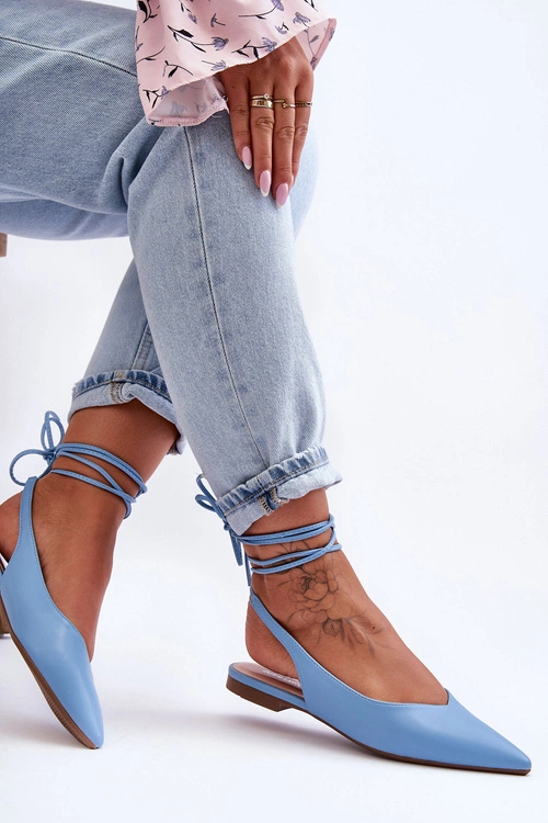 Damskie Wiązane Baleriny Niebieskie Lilly Ann