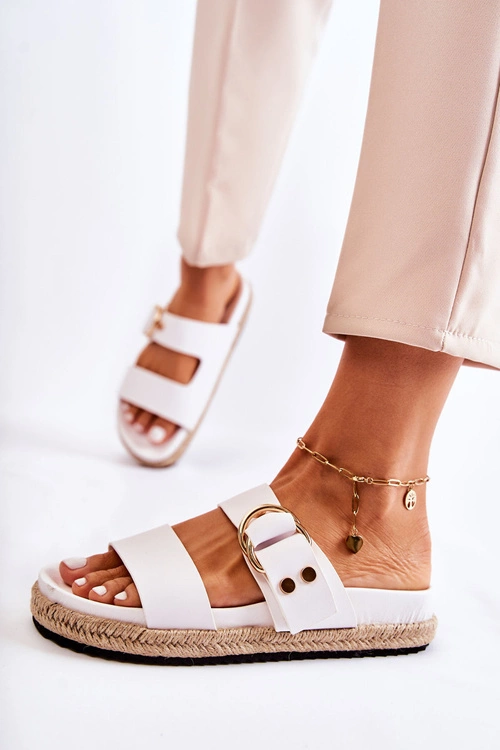 Modne Klapki Damskie Białe Penelopa