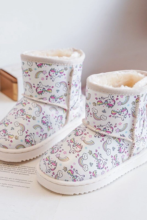 Botki Śniegowce Dziecięce Wzorzyste Beżowe Elenet