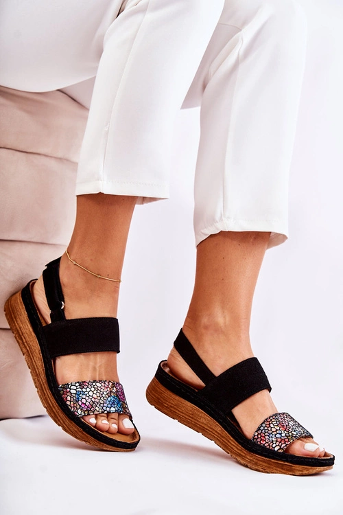 Skórzane Damskie Sandały Maciejka 04142-20 Czarne