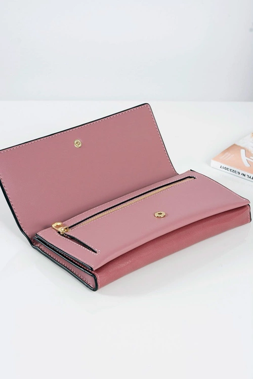 Duży Damski Różowy Modny Portfel