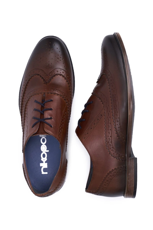 Półbuty Męskie Casual Skórzane Nikopol Brązowe 1733