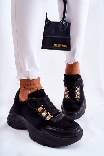 Damskie Zamszowe Buty Sportowe Sneakersy Czarne Britany