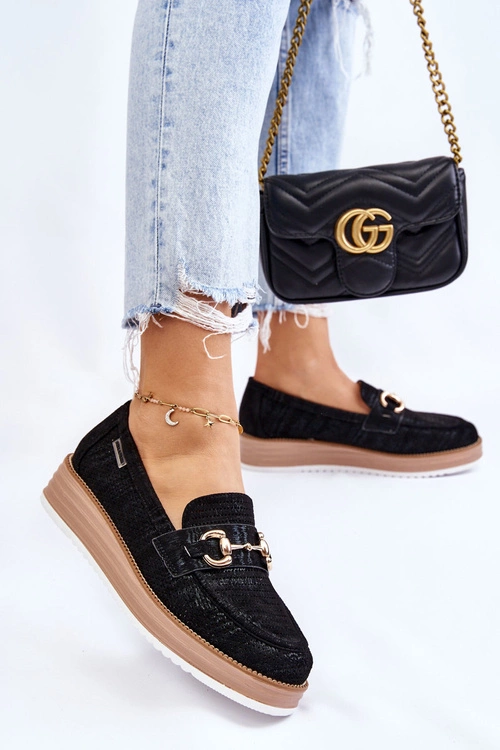 Damskie Mokasyny Na Platformie Czarne Danny