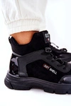 Wysokie Skórzane Ocieplane Buty Sportowe Czarne Merit