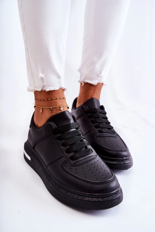 Klasyczne Skórzane Buty Sportowe Czarne Jennys