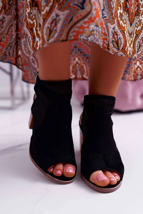 Sandały Damskie Zamszowe Czarne Thido