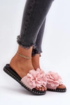 Klapki Damskie Ozdobione Kwiatami Różowe Cellanen