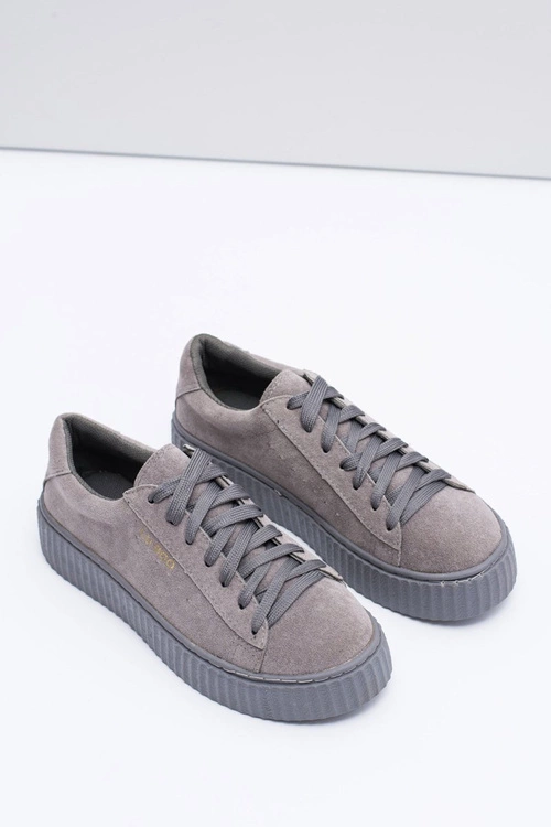 Lu Boo | Szare Zamszowe Creepersy Platformy Jagger