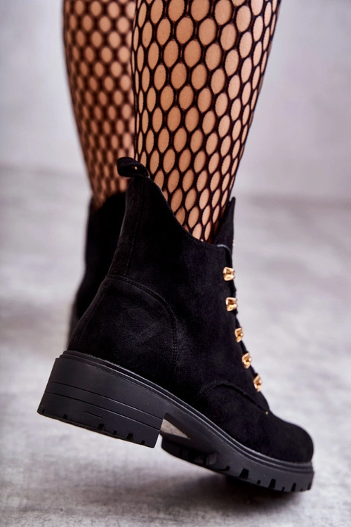 Klasyczne Damskie Zamszowe Botki Czarne Telma