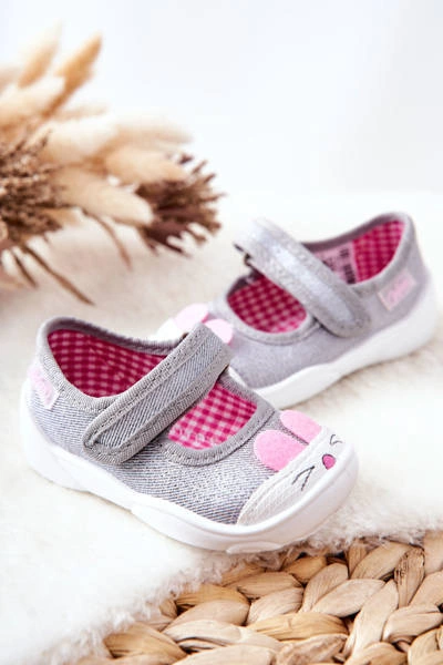 Papcie Baleriny Befado Królik 209P033 Szare