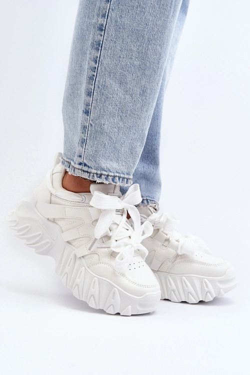 Sneakersy Damskie Na Masywnej Podeszwie Białe Ellerai