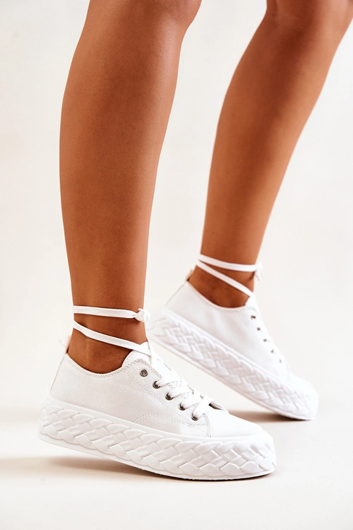 Tenisówki Na Masywnej Platformie Białe Suzane