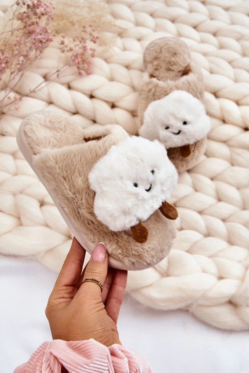 Dziecięce Ocieplane Papcie Z Futerkiem Beżowe Rubee