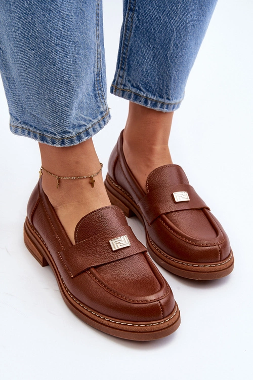 Zazoo 20165 Skórzane Mokasyny Damskie Brązowe