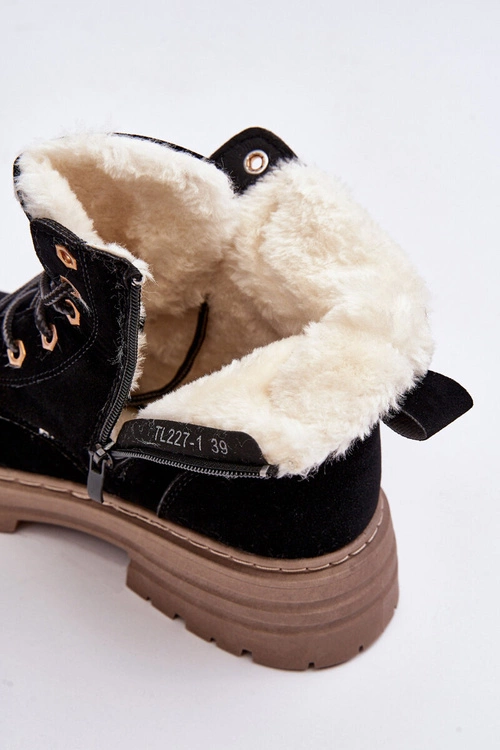 Damskie Trapery Ocieplane Futerkiem Czarne Fenan