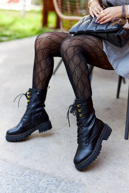 Wysokie Skórzane Workery Czarne Rockdale