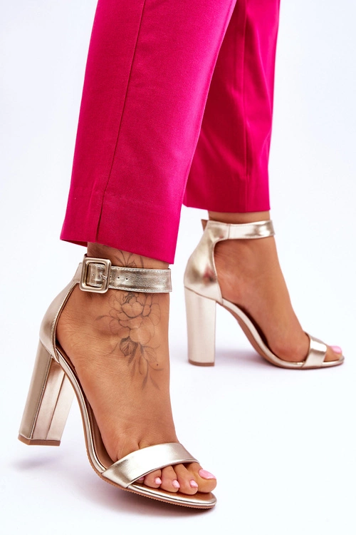 Sandałki Na Obcasie Złote Georgina