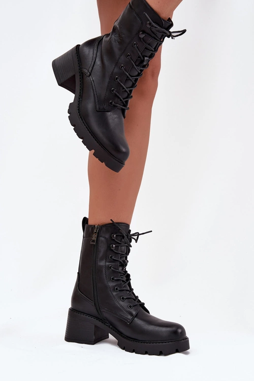 Botki Workery Damskie Na Klocku Ocieplane Vinceza 89136 Czarne