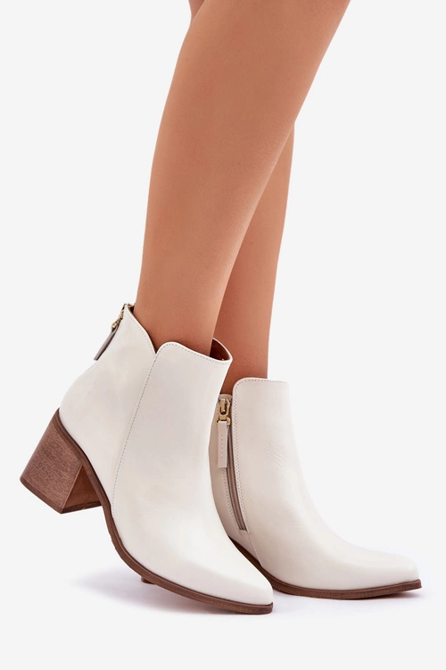 Botki Na Słupku Skóra Naturalna Zazoo 3673 Białe