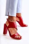 Skórzane Sandały Z Wycięciem Czerwone Maronni