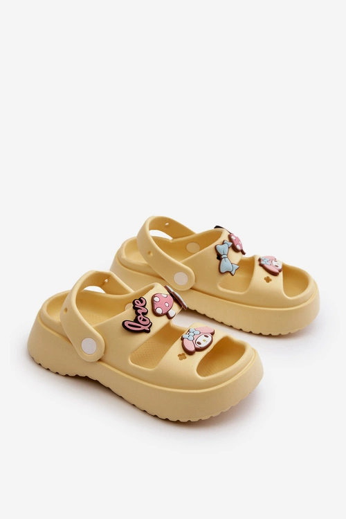 Lekkie Piankowe Klapki Dziecięce Z Ozdobami Żółte Ifrana